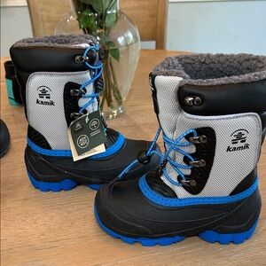 Kamik Kids' Black and Blue Snow Boots